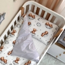 Set lenjerie de schimb pentru patut bebe 3 piese Teddy gri (1)